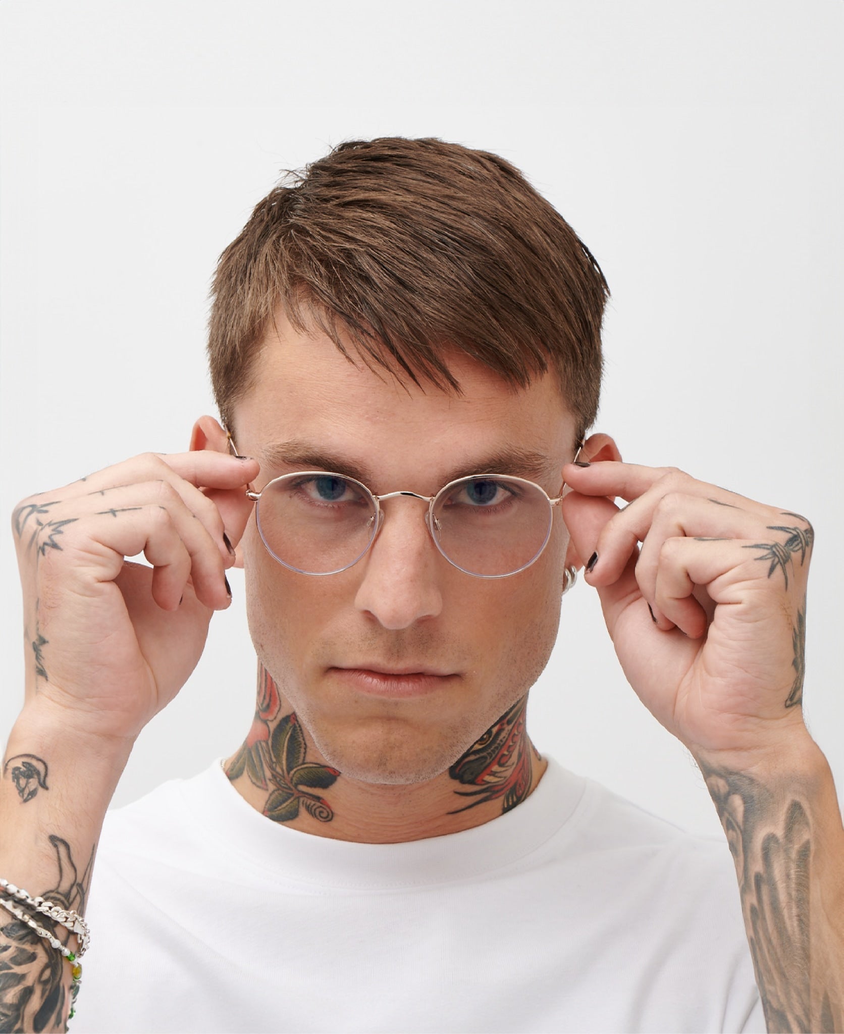 Men Round Metal Glasses LENNON Black – Round Metal Blue Light
